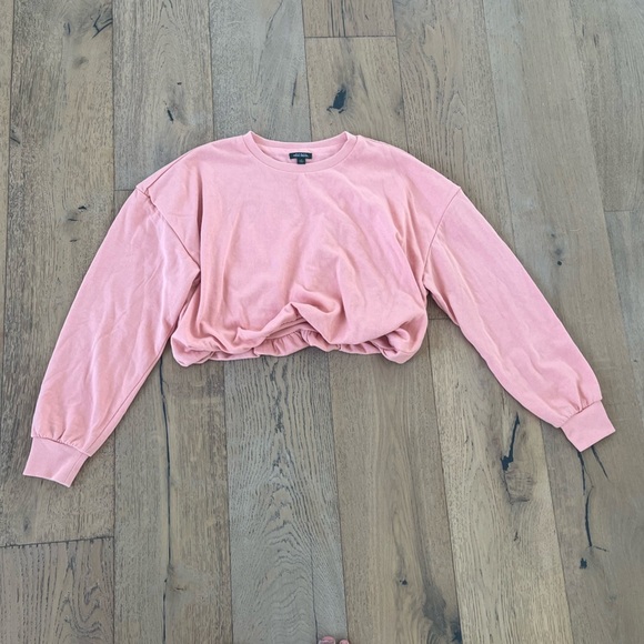 Women's Bubble Hem Sweatshirt Wild Fable Cropped Sweatshirt Size M Medium Coral - Picture 7 of 8